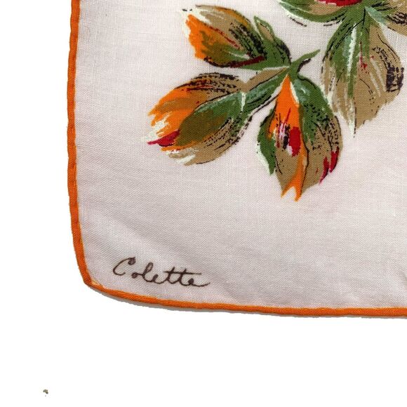 60s Designer Signed Bridesmaid Handkerchief Colette Wedding Cottage Core Vintage - Picture 2 of 4